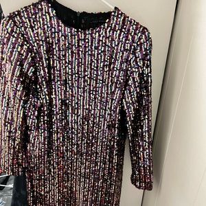 Zara Multi-colored Sequin Midi Dress Size Small